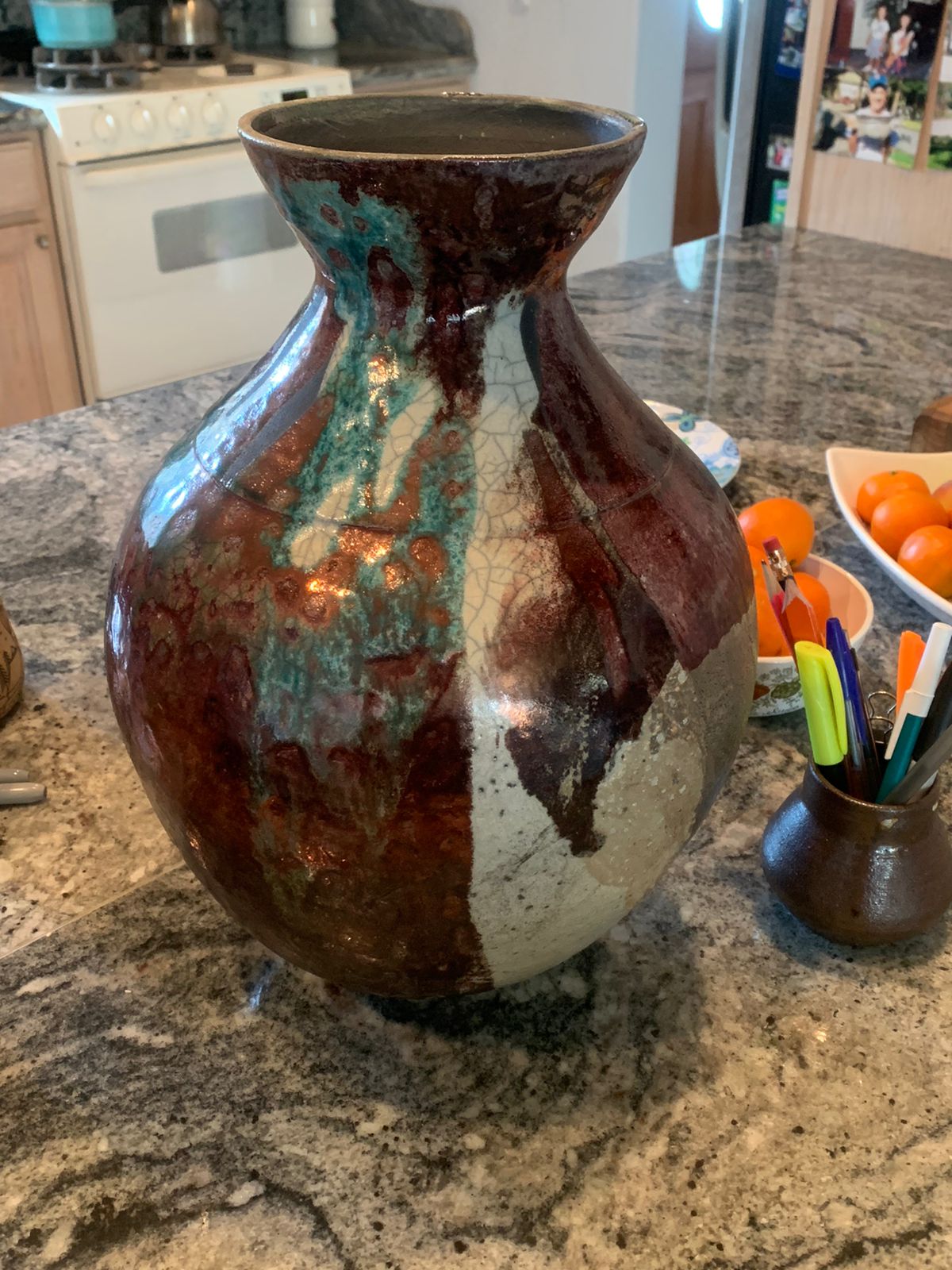 Wheel-Thrown Raku Fired Ceramic Vessel