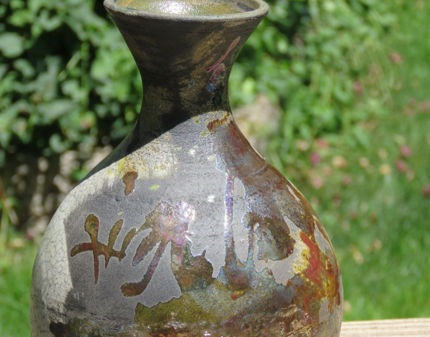 Small Raku fired bottle