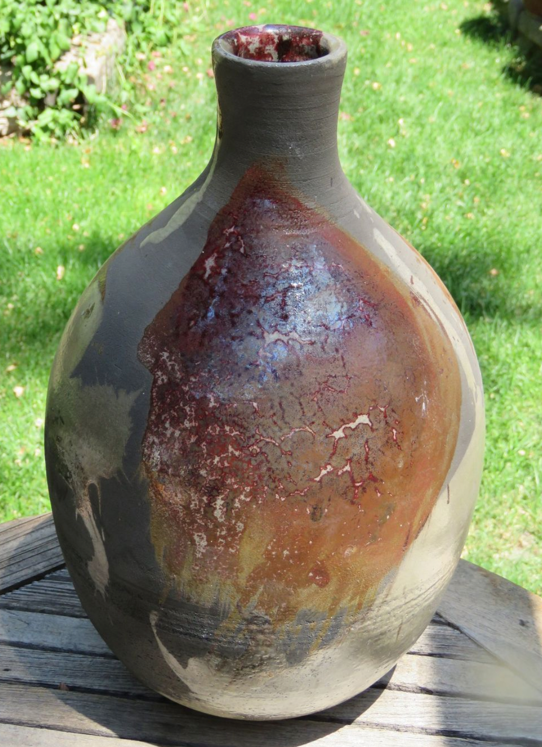 Large Raku fired bottle