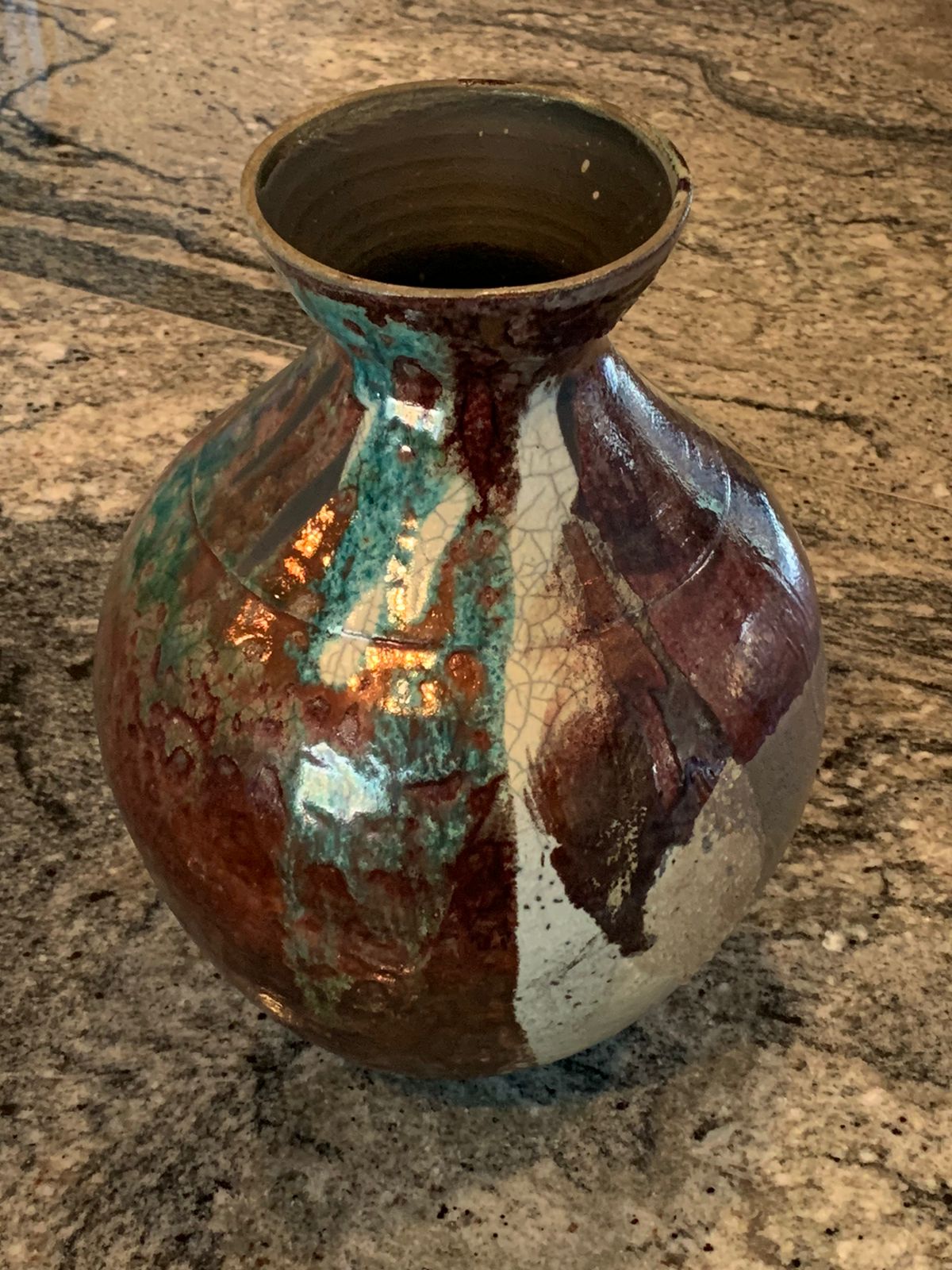 Wheel-Thrown Raku Fired Ceramic Vessel